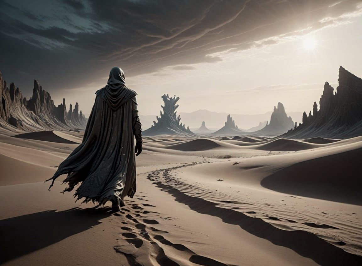 Surreal Alien Desert with Crystalline Structures