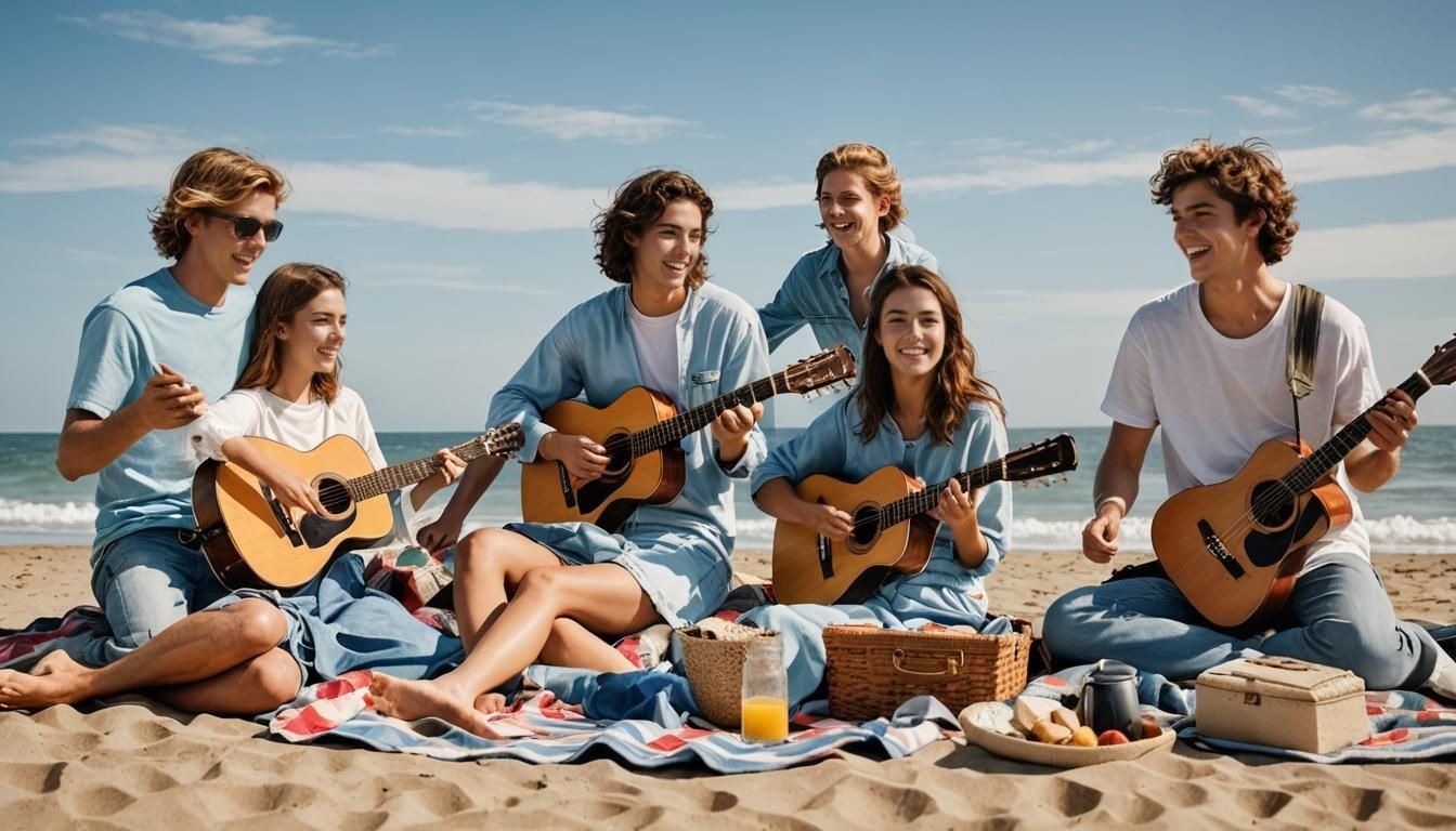 Friends Enjoying Summer Day at the Beach