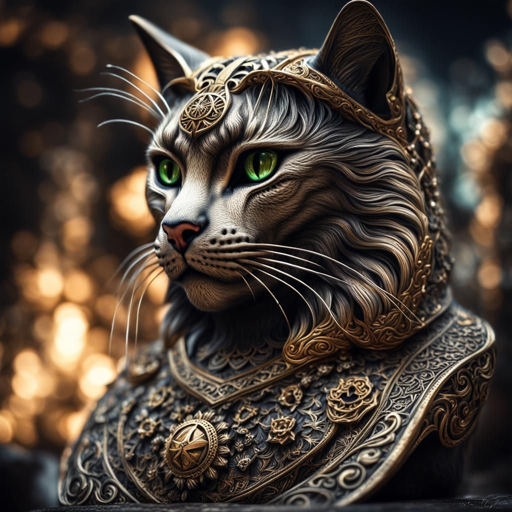 Hyperrealistic Cat Goddess with Intricate Details