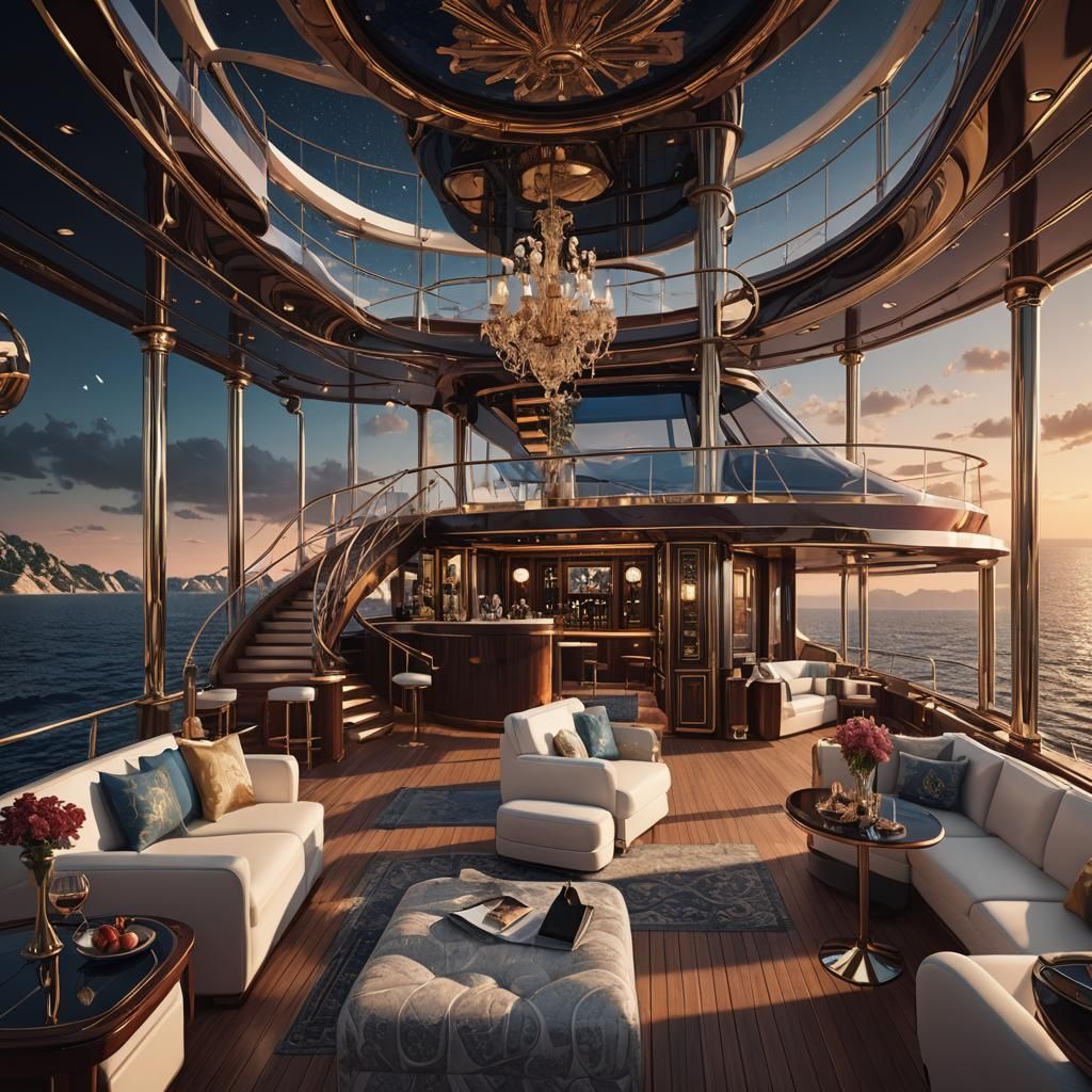 Luxury Yacht Dreamscape: Detailed Matte Painting