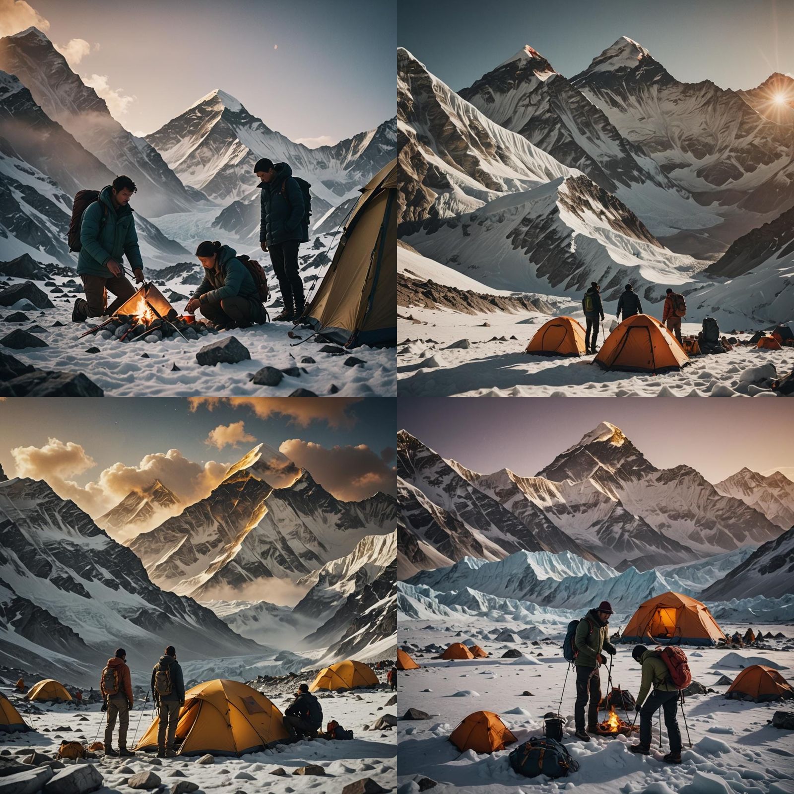 Young Couple Camping on Mount Everest