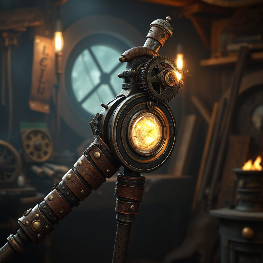 Mystical Beat-Stick in a Dimly Lit Workshop