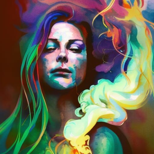 Psychedelic Watercolour Portrait of Kristin Lehman