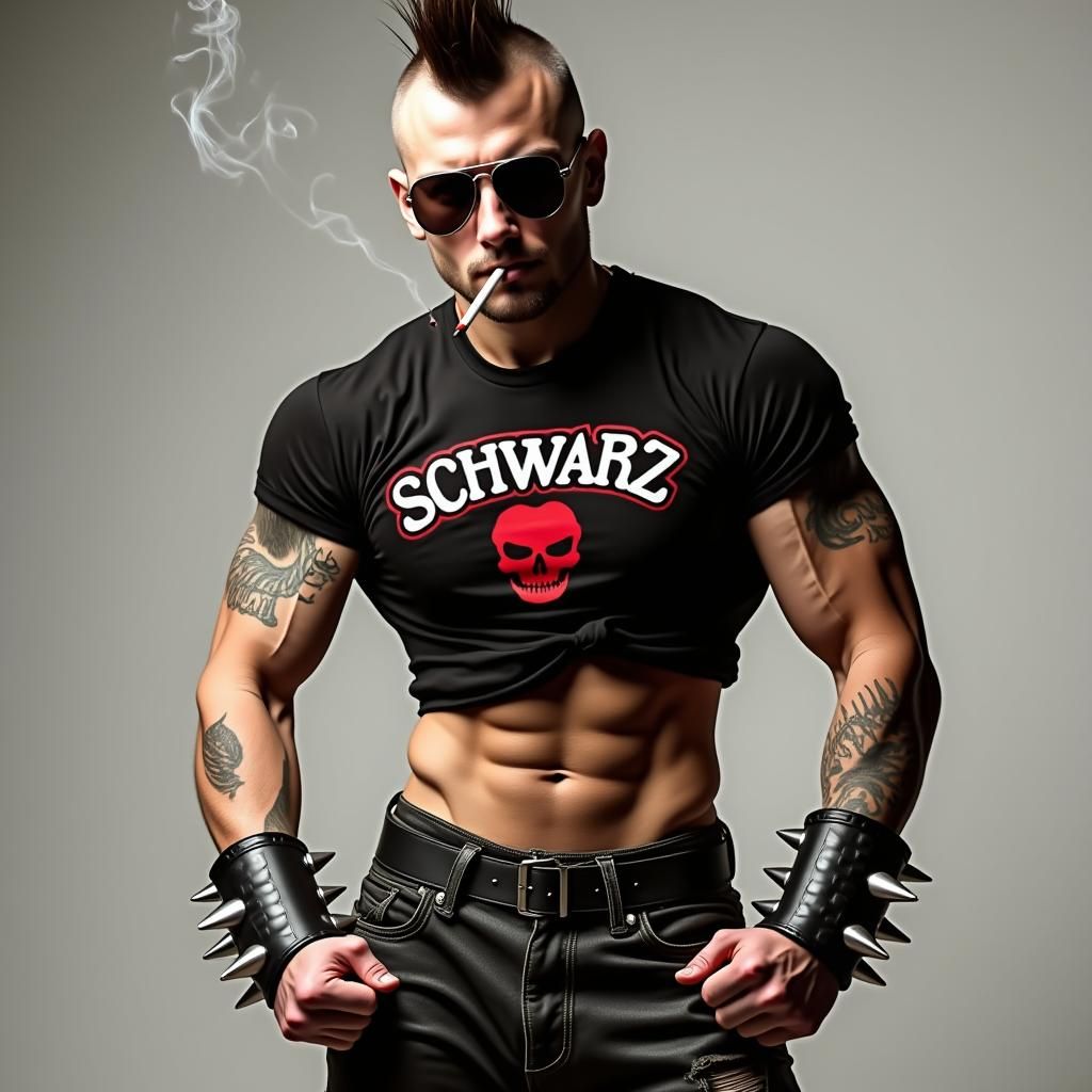 Edgy Portrait of Man with Mohawk in Dark Style