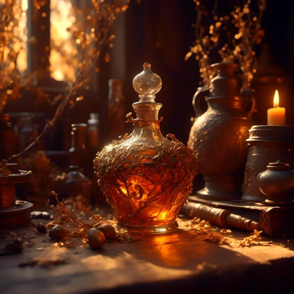Enchanted Potion Bottle in Hyperrealistic Style