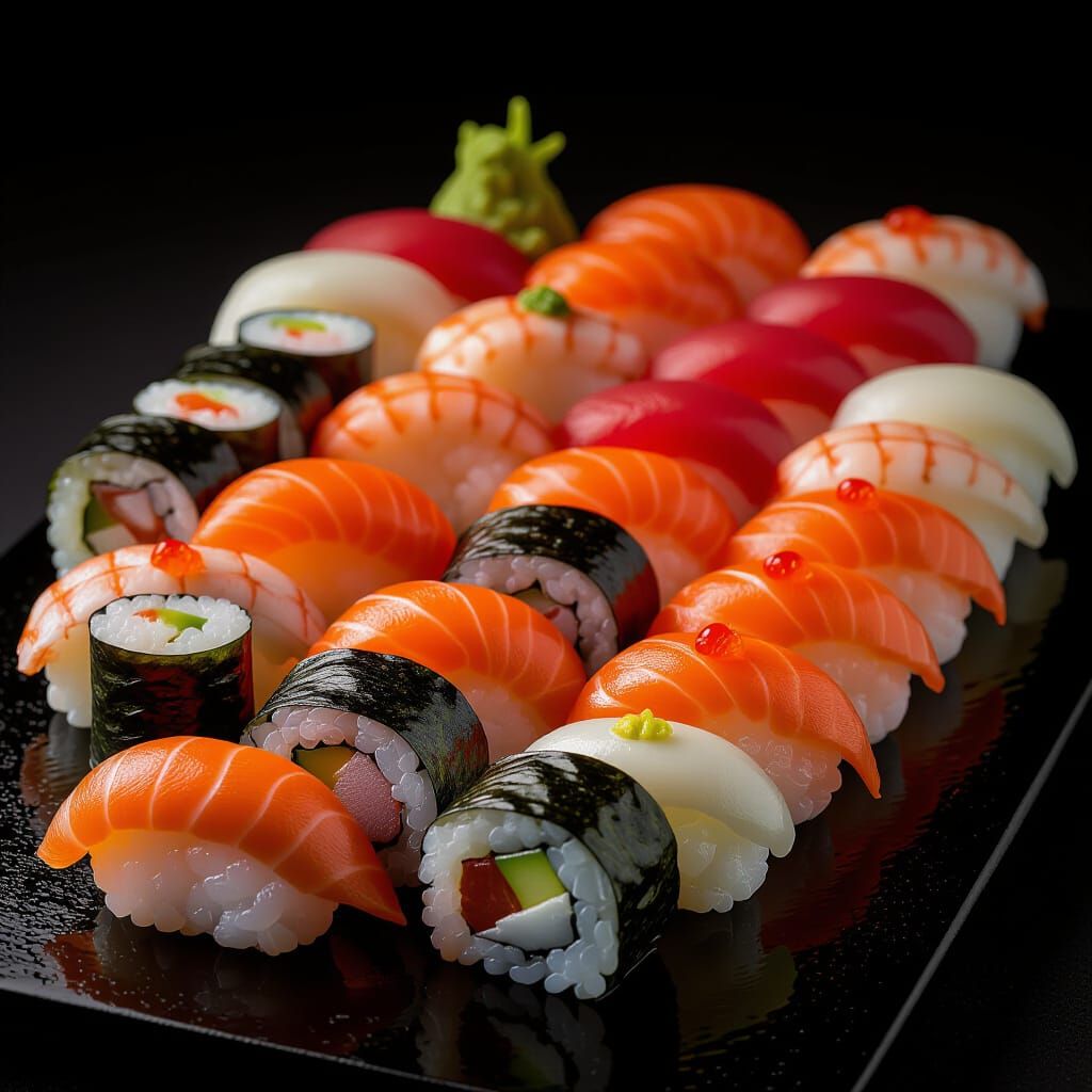 Colorful Sushi Art: Hyperrealistic Food Composition