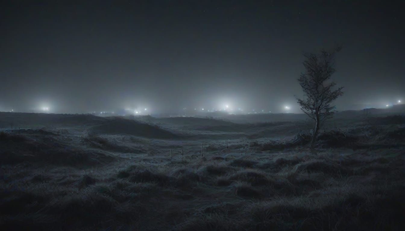 Misty Night on the White Moor in Cinematic Film Style