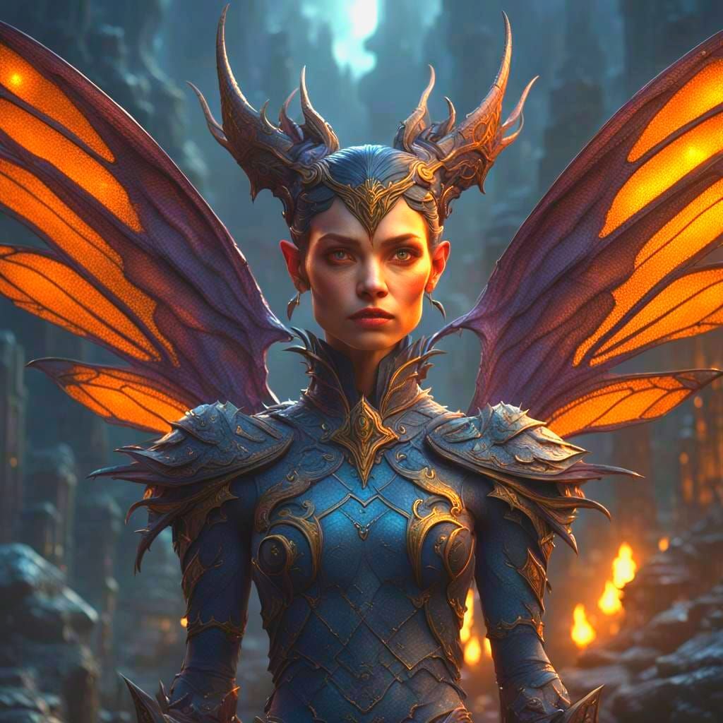 Detailed Dark Pixie Female in Matte Painting Style