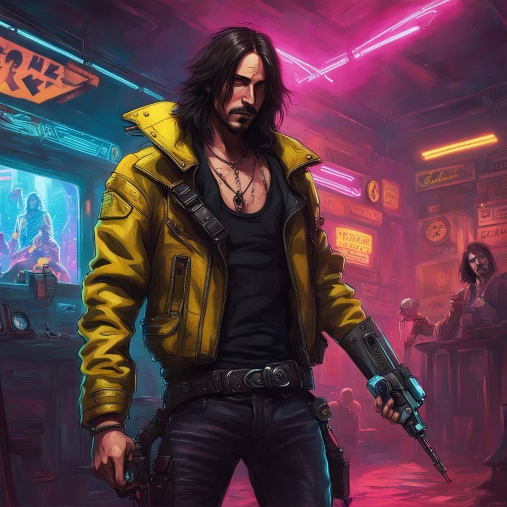 Johnny Silverhand: Cyberpunk Rockerboy in Neon