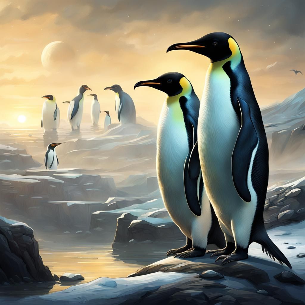 Giant Alien Penguin on Exoplanet Concept Art