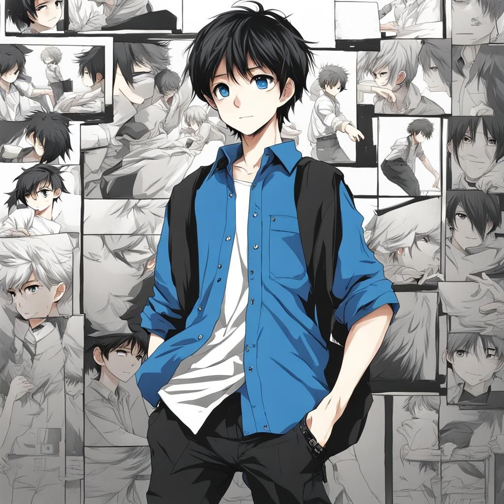 Anime Style Manga Cover of Young Boy