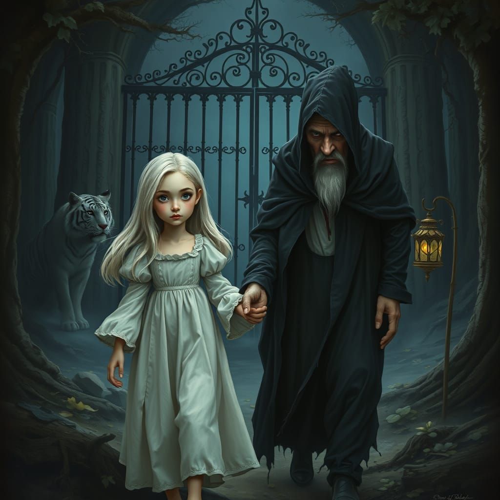 Mysterious Encounter in Dark Forest: Doll-Like Girl Led by S...