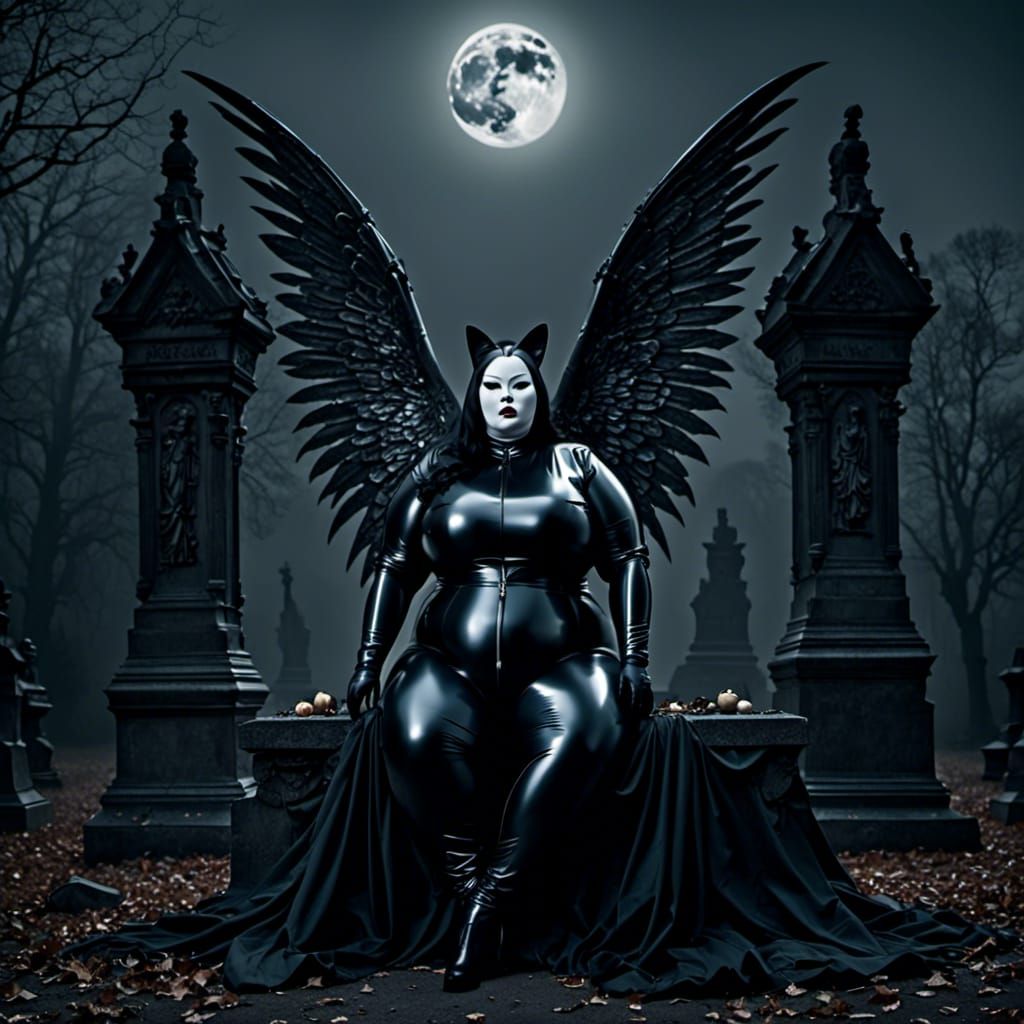 Gothic Fairy on Grave in Dark Surrealism Style