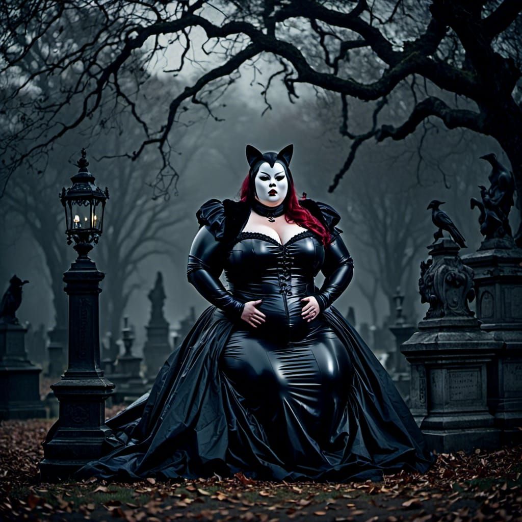 Gothic Fairy Portrait in Moonlit Cemetery