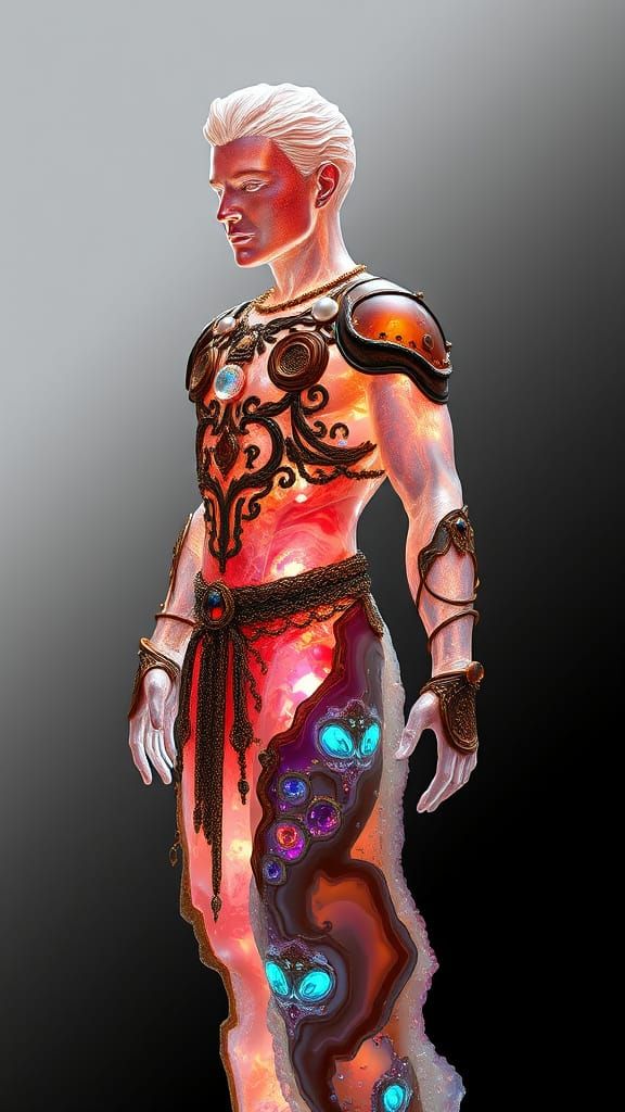 Ethereal Knight in Iridescent Quartz Crystal Armor