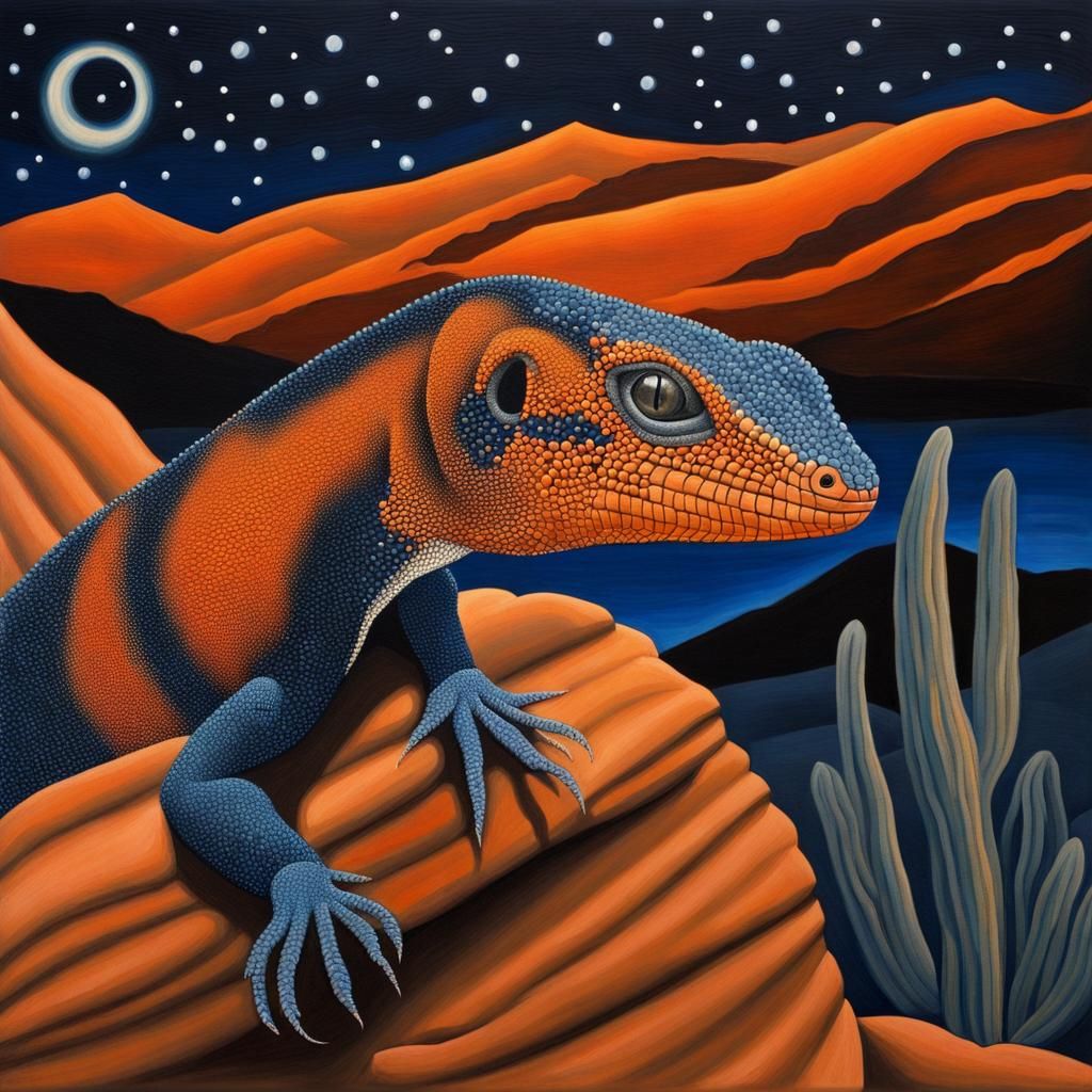 Gila Lizard Portrait in O'Keeffe Style