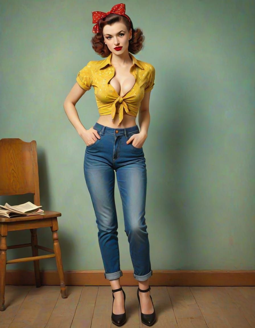 Pin-Up in Post-Impressionist Impasto Style