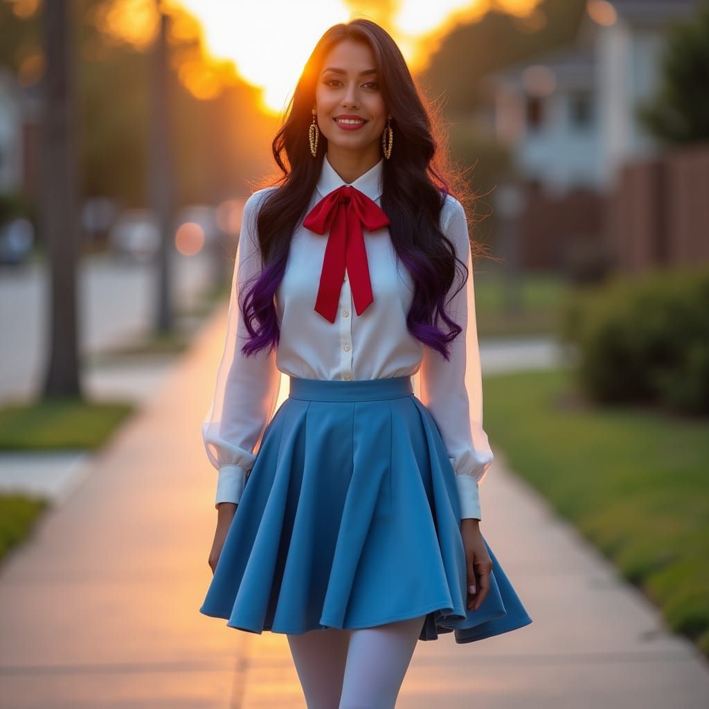 Indian Writer in Suburbia During Golden Hour