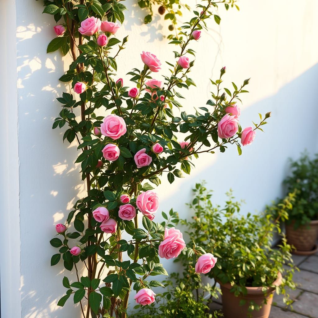 Rose Bush on Summer Patio