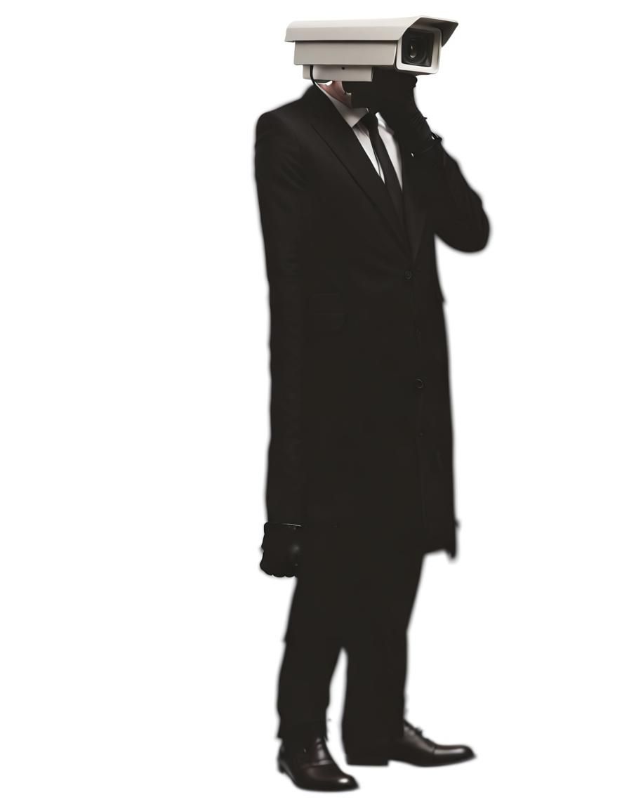 Surreal CCTV Camera Head in Black Suit