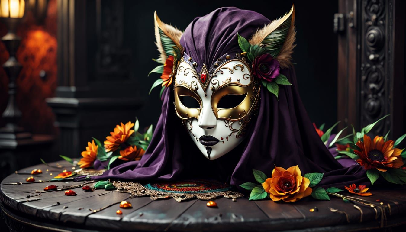 Gothic Punk Hybrid Mask in Dramatic, Vibrant Detail