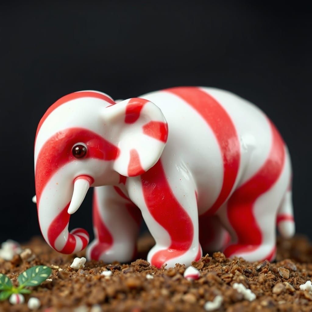 Surreal Sweet Elephant in Peppermint Habitat