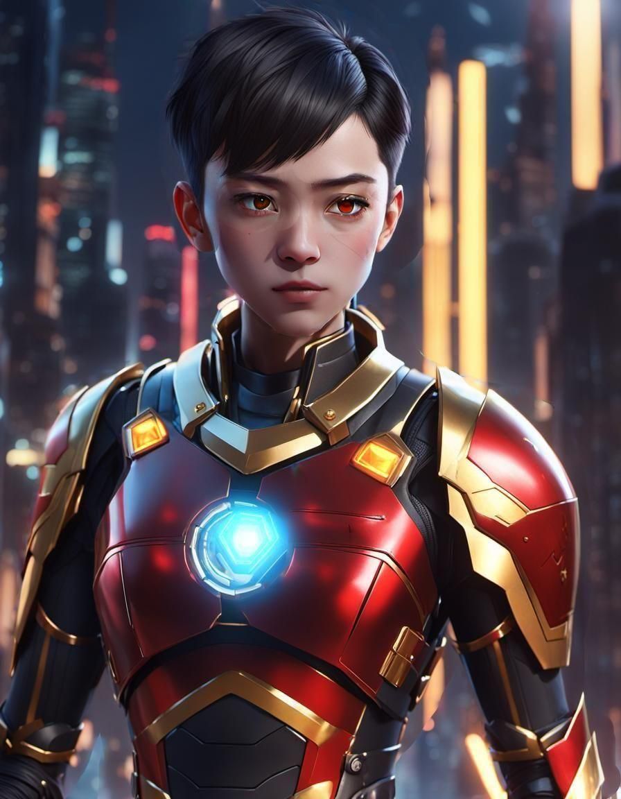 Teenage Girl in Futuristic Armor: 3D Anime Art