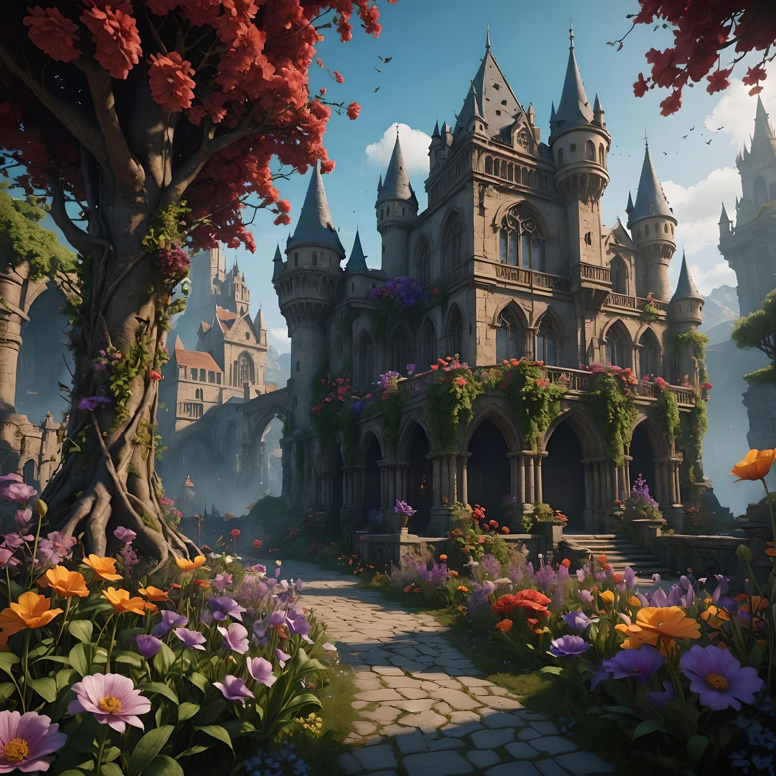 Fantastical Flowers in Detailed Matte Painting