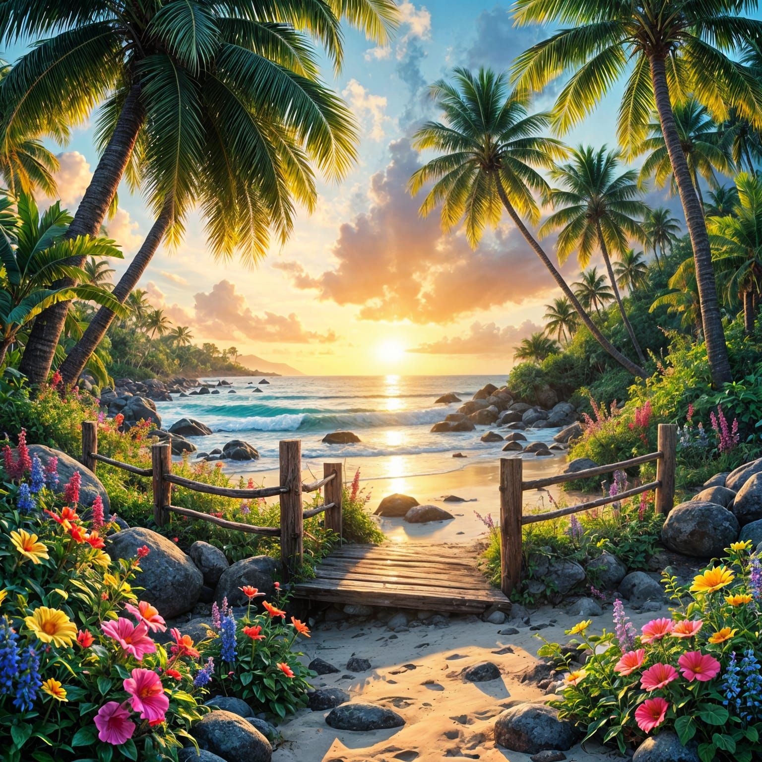 Tropical sunset beach