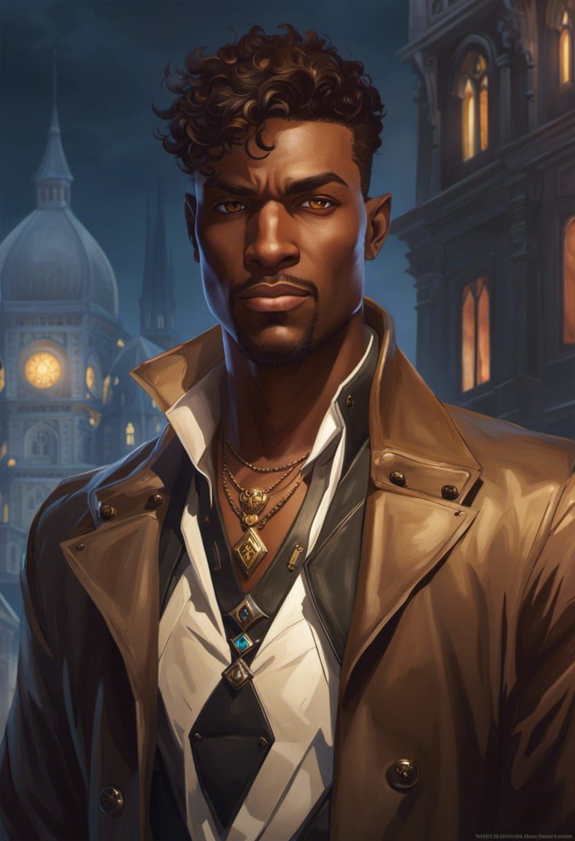 Fantasy Detective in Medieval City, Digital Art