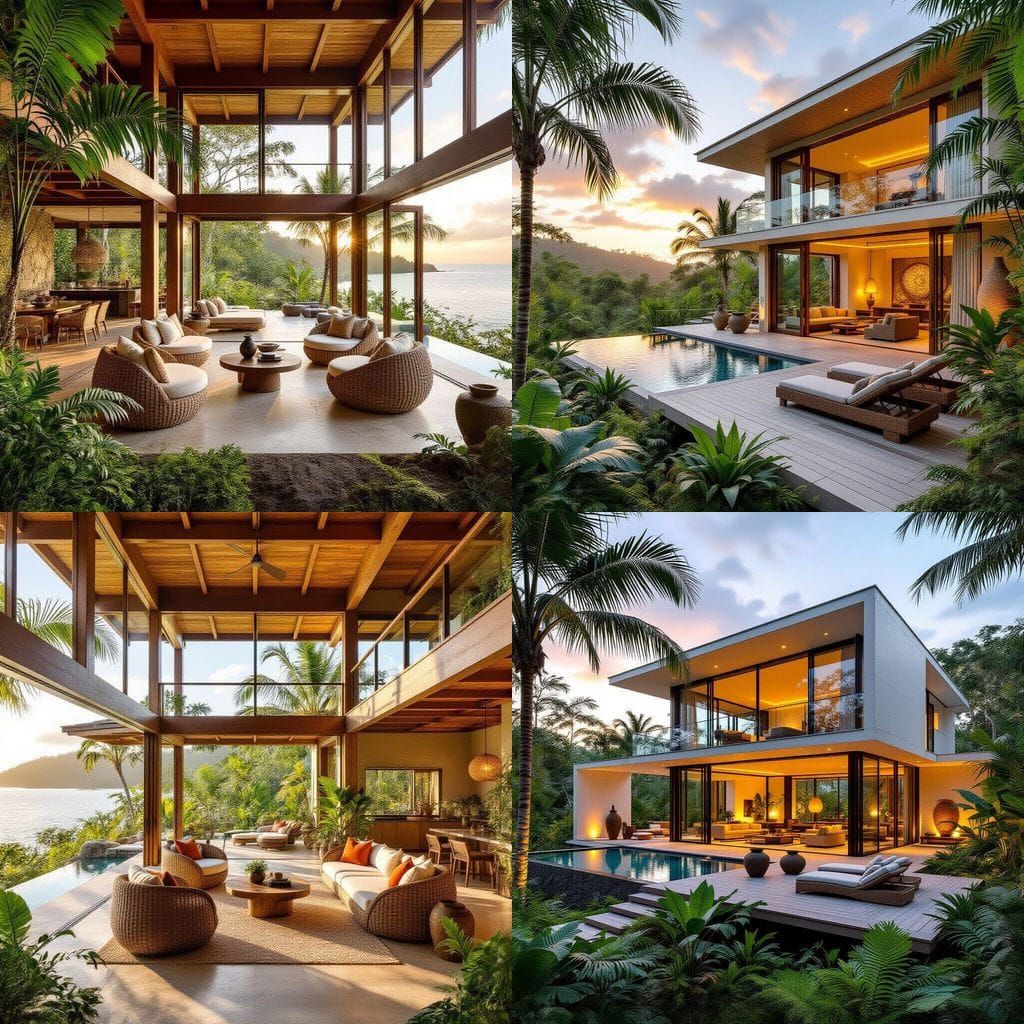 Jurassic Island Villa at Sunset in Editorial Style