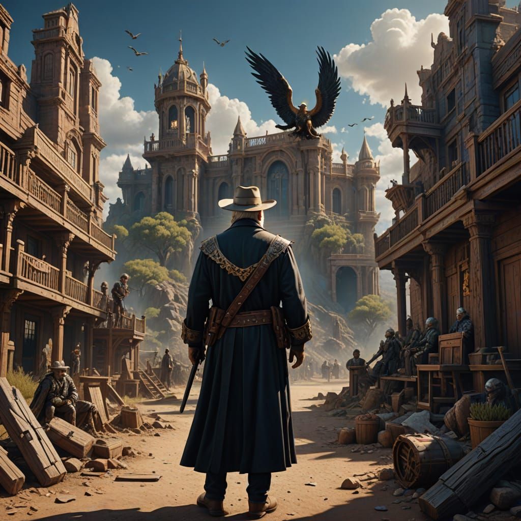 Fantastical Judge Roy Bean in Heavenly Conversation