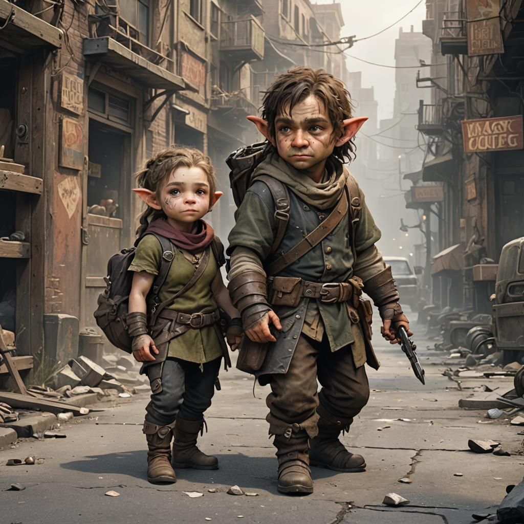 Halfling Raider Pickpocketing a Mutant in Post-Apocalyptic T...