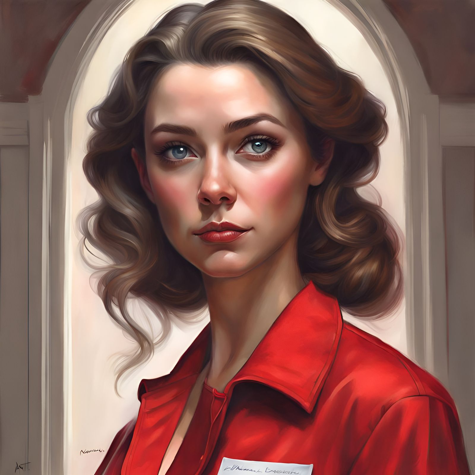 Gorgeous Woman in Red: Hyperrealistic Digital Portrait