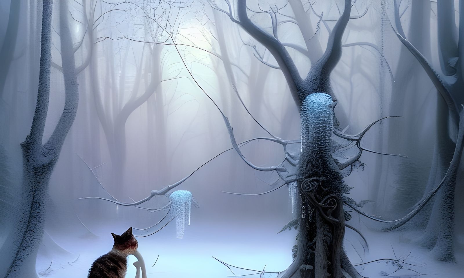 Exotic Cat-Eared Women Dance in Snowy Forest