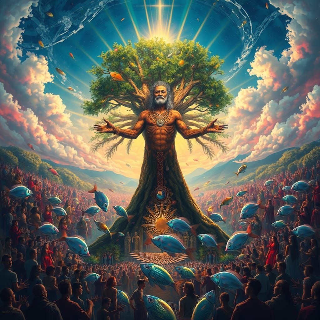 Leopard Shaman in Ethereal Landscape as Surreal Art