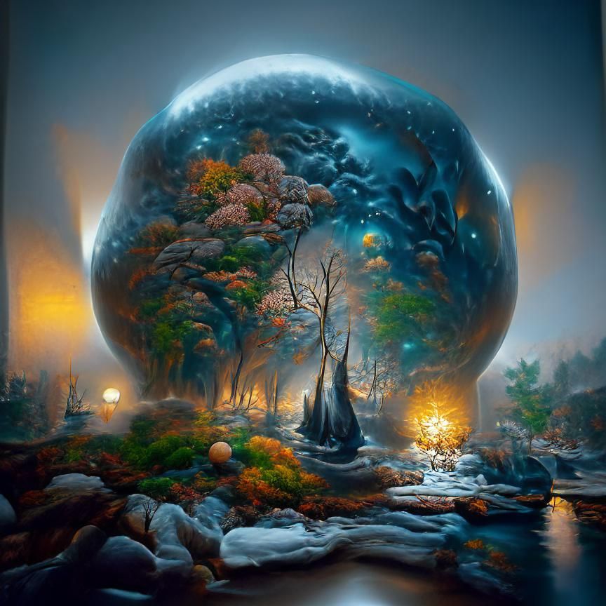 Glowing Orb in Mystical Woods: Fantasy Photoillustration