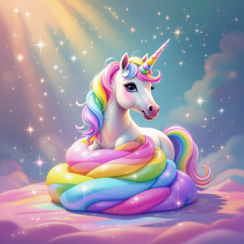 Whimsical Rainbow Unicorn Poo Sparkling with Glitter