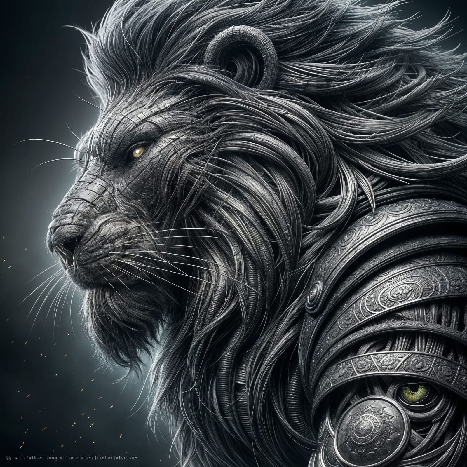 Mighty Lion in Metallic Armor
