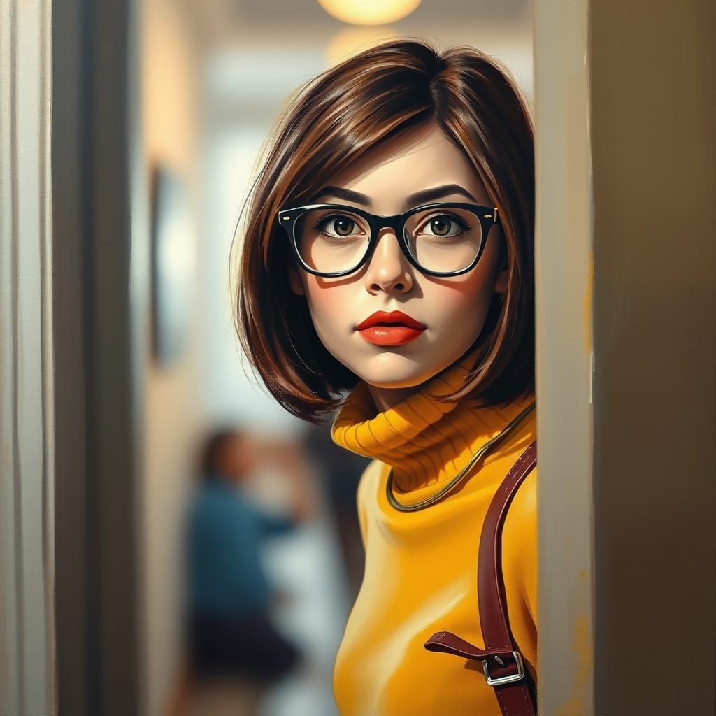 Impressionistic Oil Painting of a Cautious Young Woman