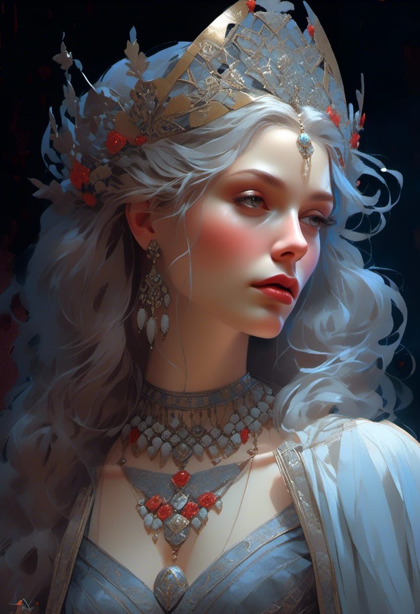 Medieval Lady Portrait in Hyperdetailed Style