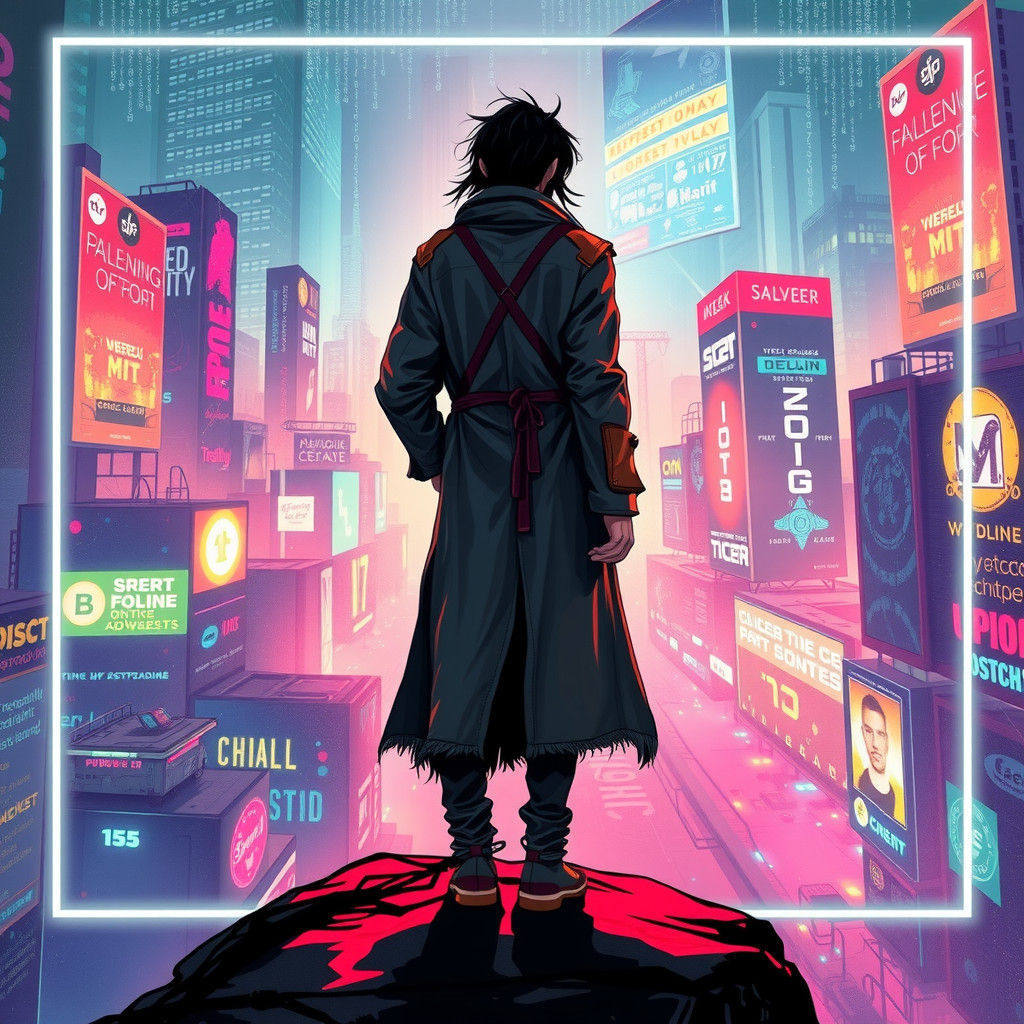 Cyberpunk Fool Tarot Card with Holographic Border