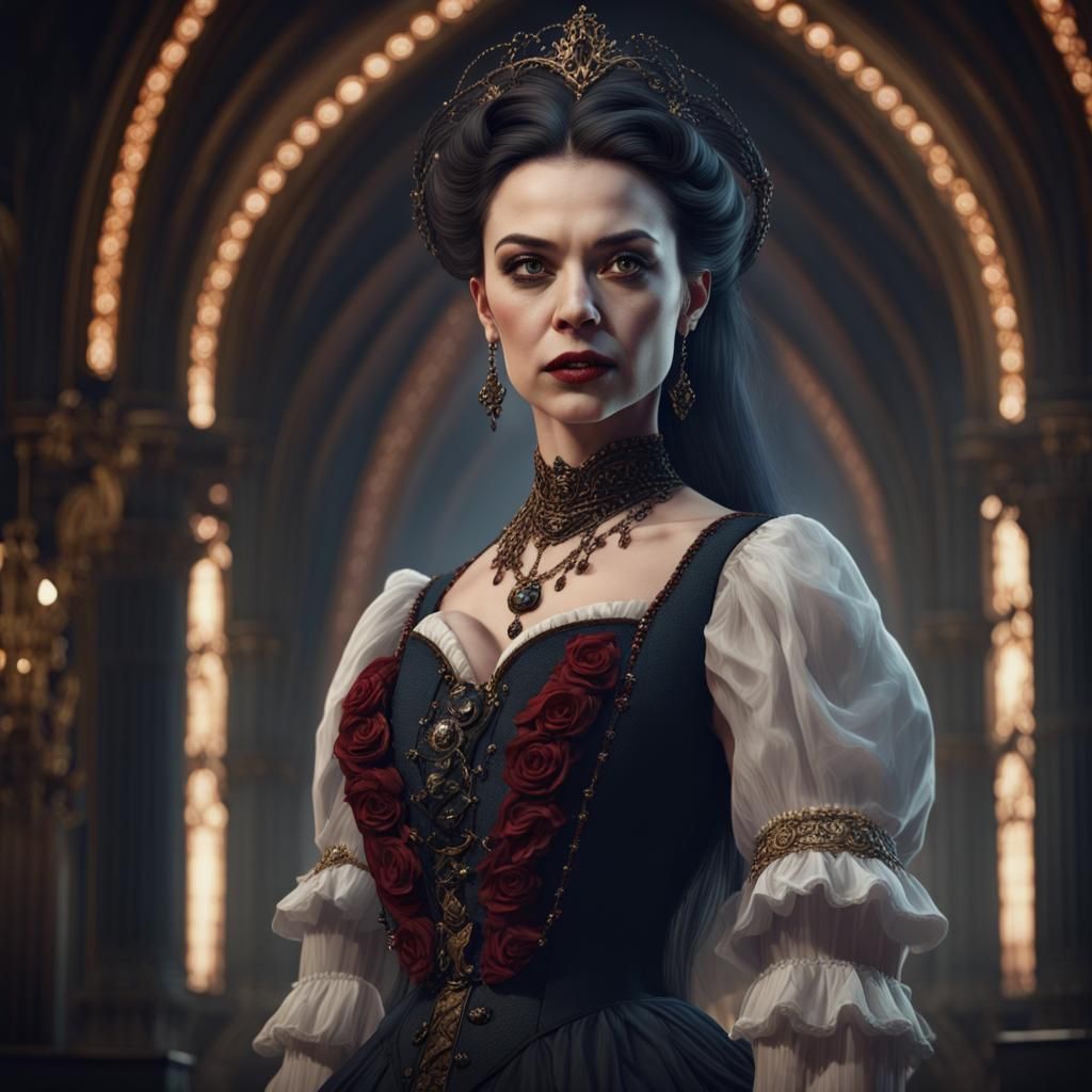 Gothic Opera Singer Portrait in Detailed Matte Painting