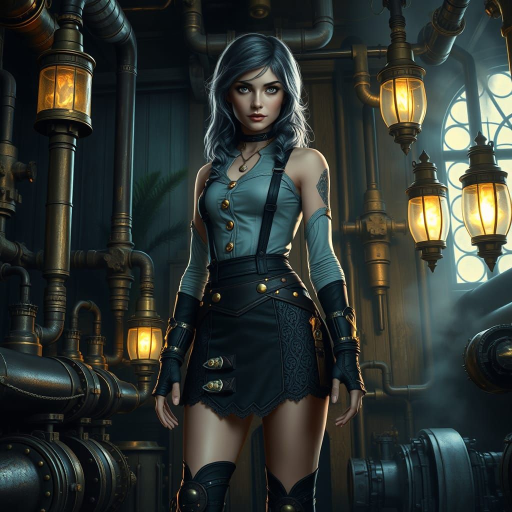 Steampunk Luna Snow Portrait in Cinematic Realism