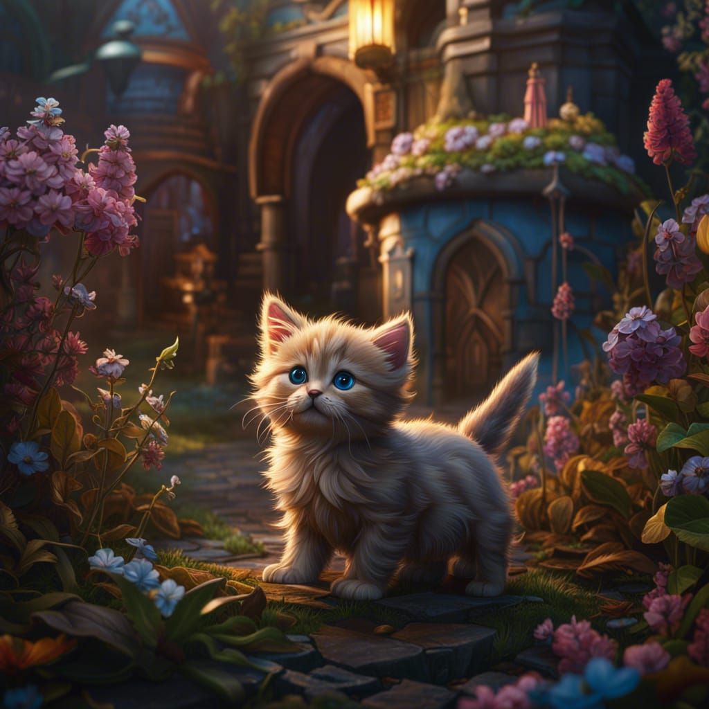 Kitten and Puppy Fantasy Concept Art