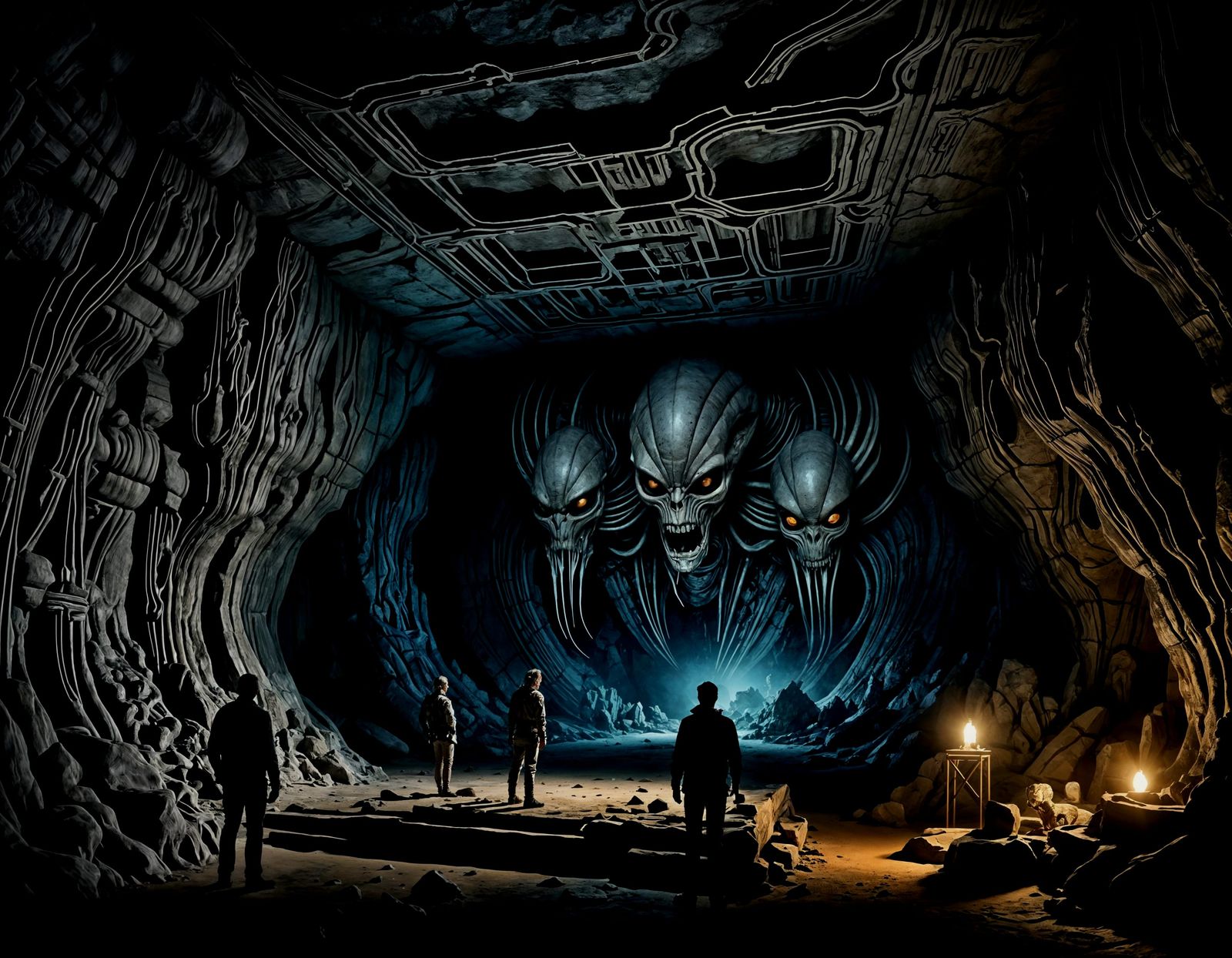 Surrealists Uncover Ancient Alien Secrets in Dimly Lit Cave