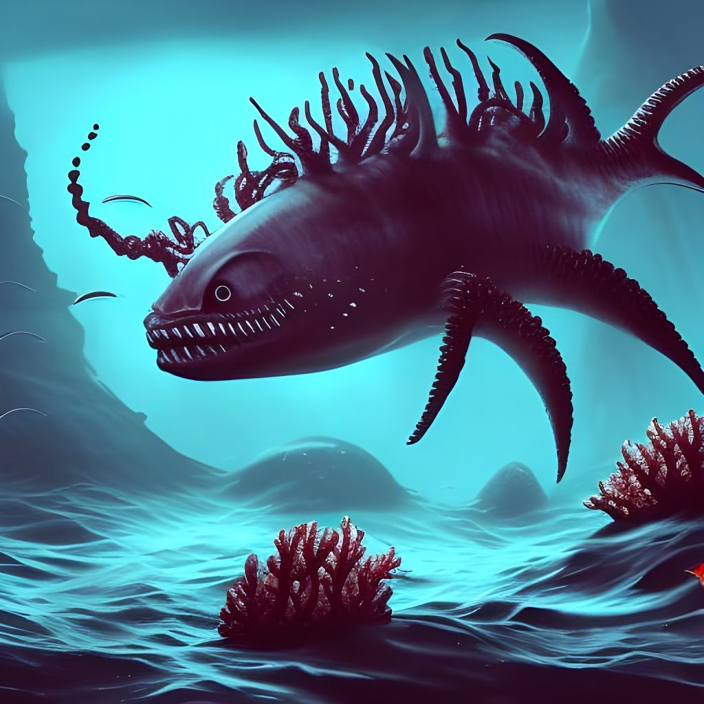 Horrific Sea Creature in Detailed Reef Landscape