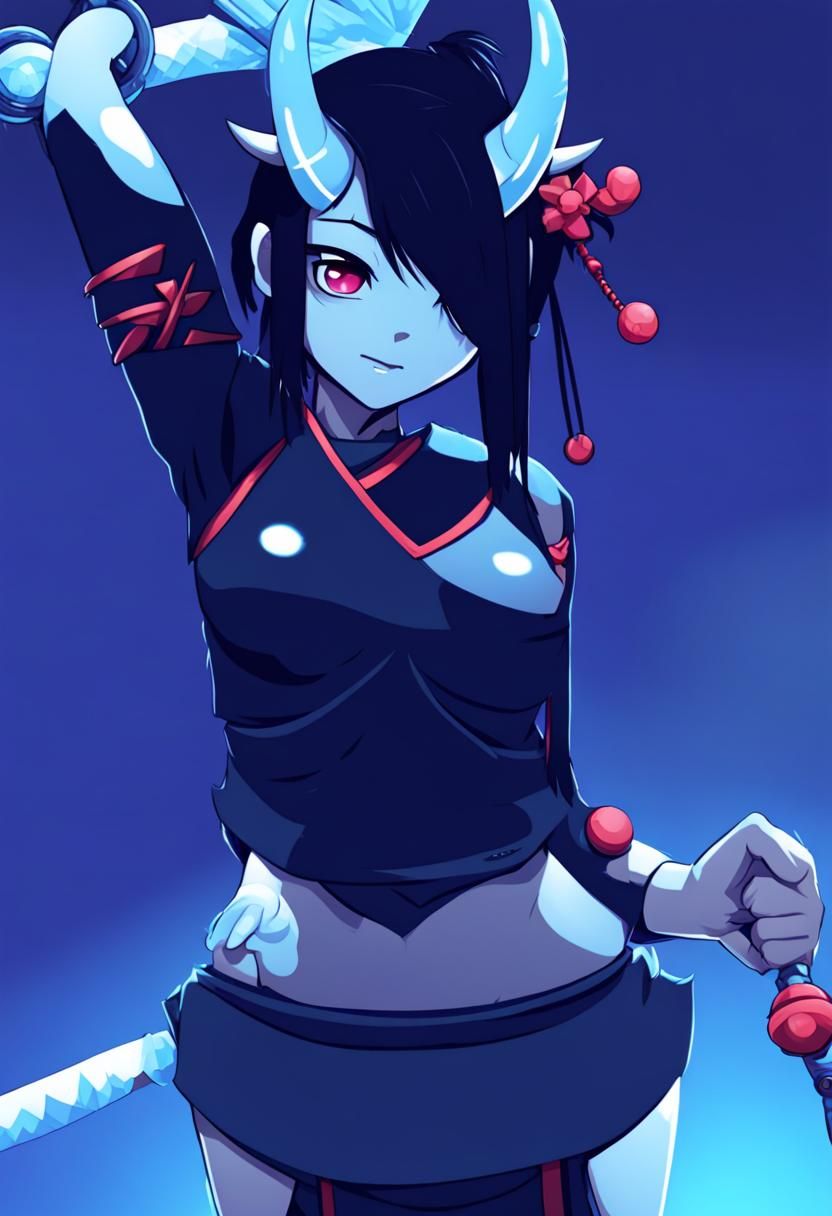 Adorable Female Oni Character Illustration