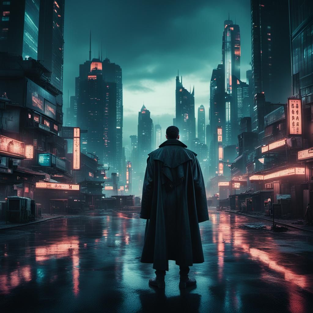 Cyberpunk Vampire City at Dusk: Cinematic Film Still