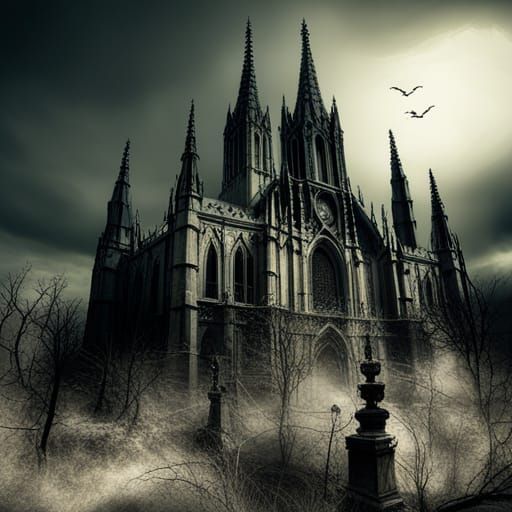 Sinister Gothic Cathedral in Hyperrealistic Style
